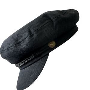 Brixton Fiddler Newsboy Fisherman Cap Herringbone Black Size Small 100% Cotton
